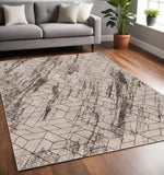 5' X 8' Ivory Geometric Pattern Indoor Area Rug - Homeroots