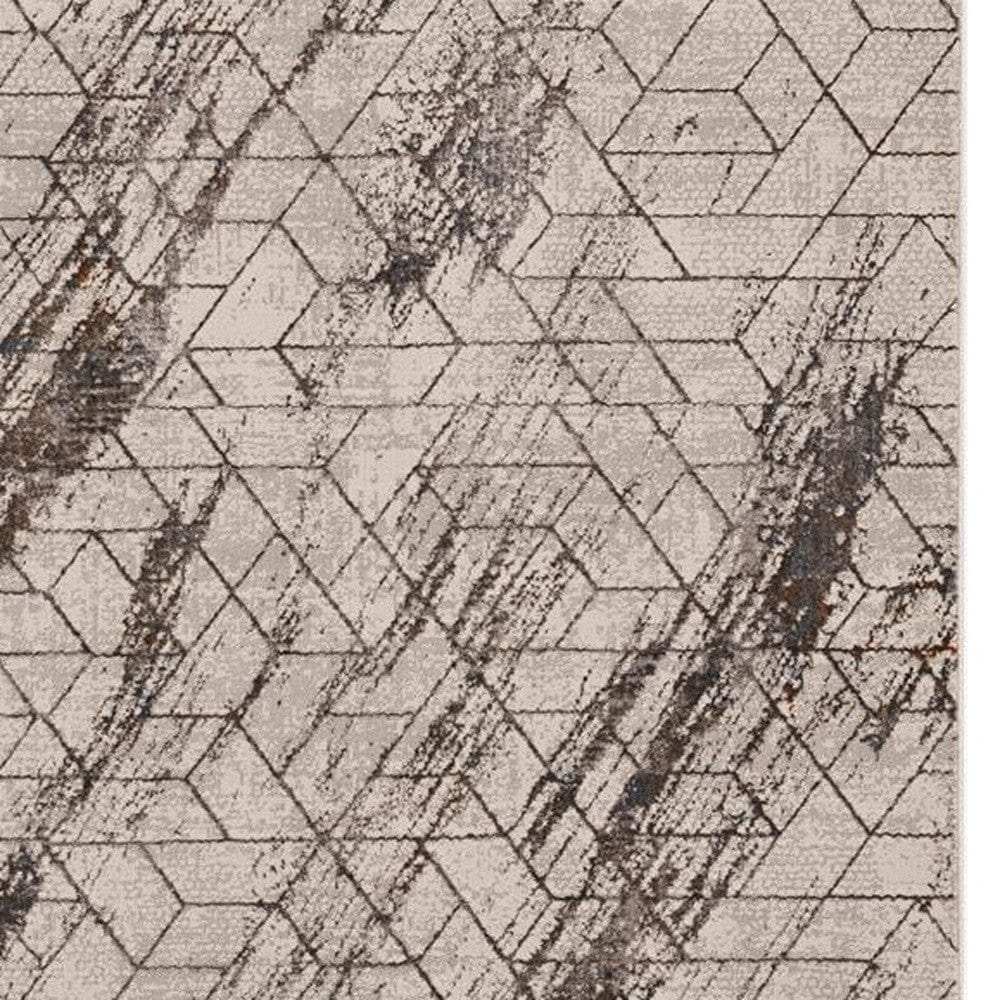 5' X 8' Ivory Geometric Pattern Indoor Area Rug - Homeroots - Flyclothing LLC