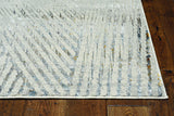 7' Ivory Grey Machine Woven Geometric Lines Indoor Runner Rug - Homeroots