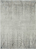7' Ivory Grey Machine Woven Geometric Lines Indoor Runner Rug - Homeroots