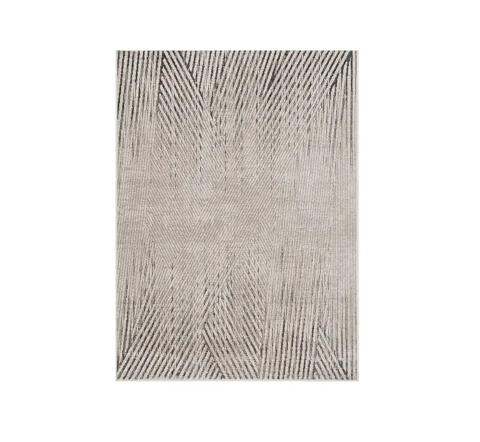 3' X 5' Ivory Or Grey Geometric Lines Area Rug - Homeroots - Flyclothing LLC