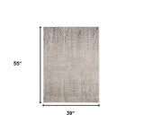 3' X 5' Ivory Or Grey Geometric Lines Area Rug - Homeroots