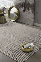 3' X 5' Ivory Or Grey Geometric Lines Area Rug - Homeroots - Flyclothing LLC