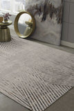 5' X 8' Ivory Grey Machine Woven Geometric Lines Indoor Area Rug - Homeroots