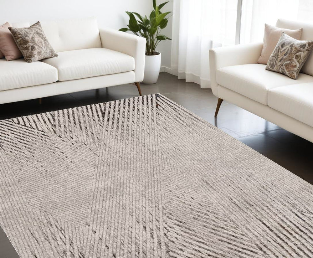 6' X 9' Gray and Ivory Area Rug - Homeroots