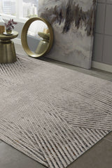 8' X 11' Gray and Ivory Area Rug - Homeroots - Flyclothing LLC