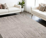 8' X 11' Gray and Ivory Area Rug - Homeroots