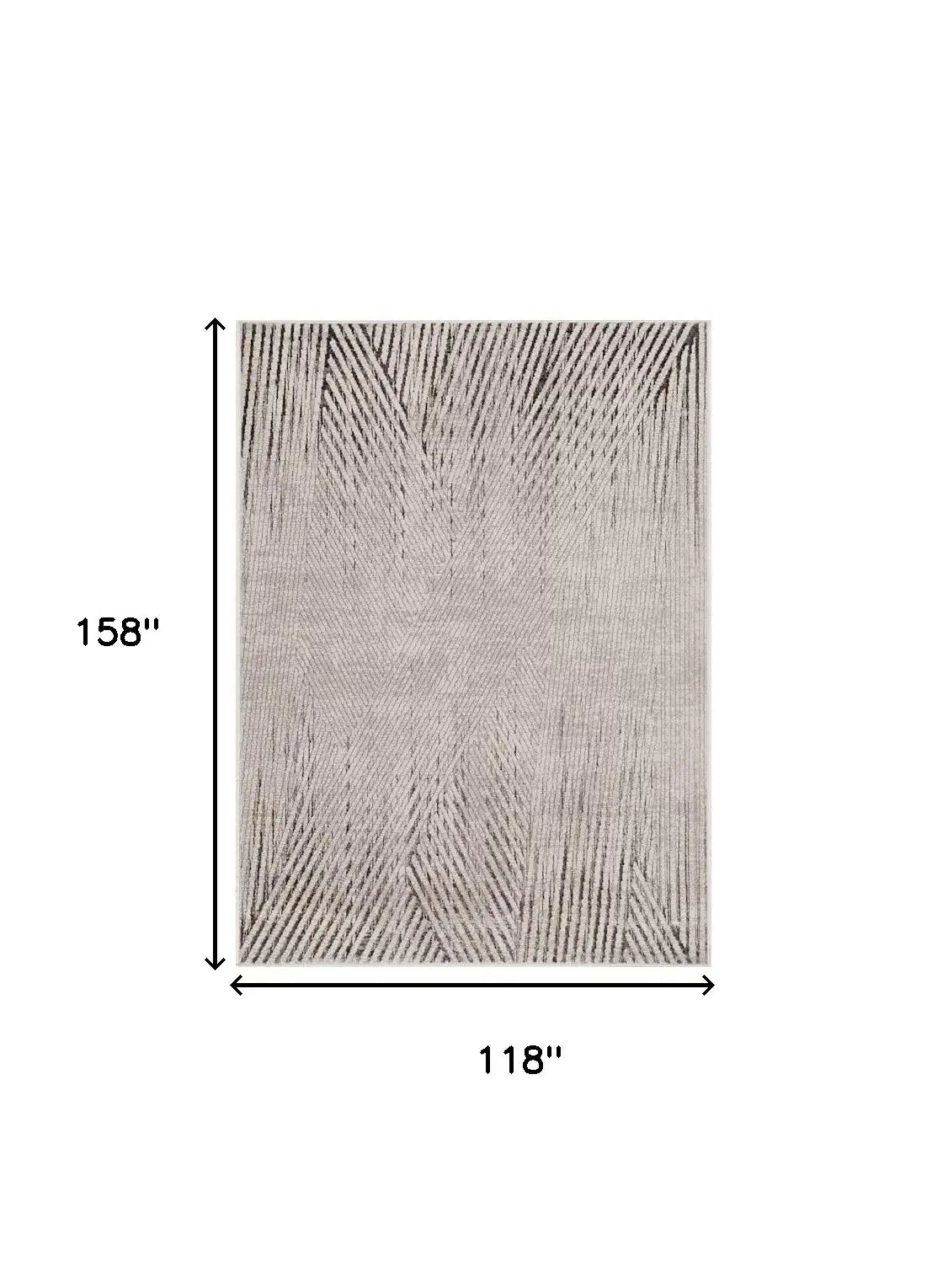 10' X 13' Ivory Grey Machine Woven Geometric Lines Indoor Area Rug - Homeroots - Flyclothing LLC