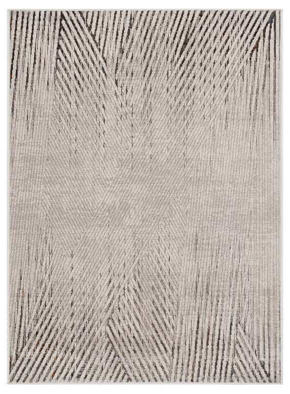 10' X 13' Ivory Grey Machine Woven Geometric Lines Indoor Area Rug - Homeroots - Flyclothing LLC