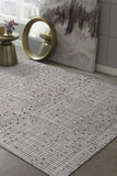 7' Grey Machine Woven Abstract Lines Indoor Runner Rug - Homeroots
