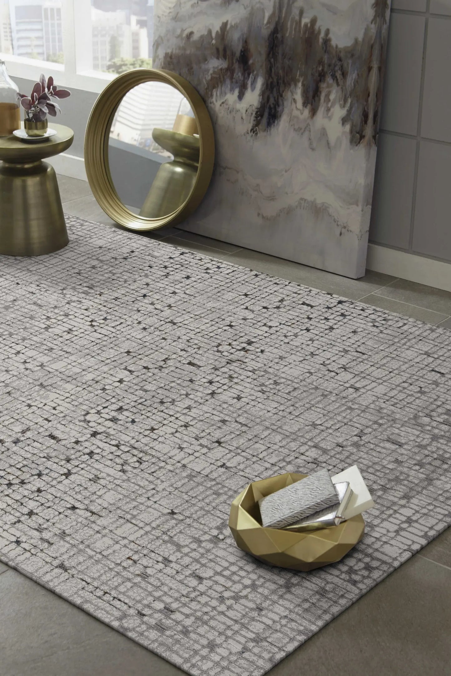 3' X 5' Grey Mosaic Area Rug - Homeroots - Flyclothing LLC