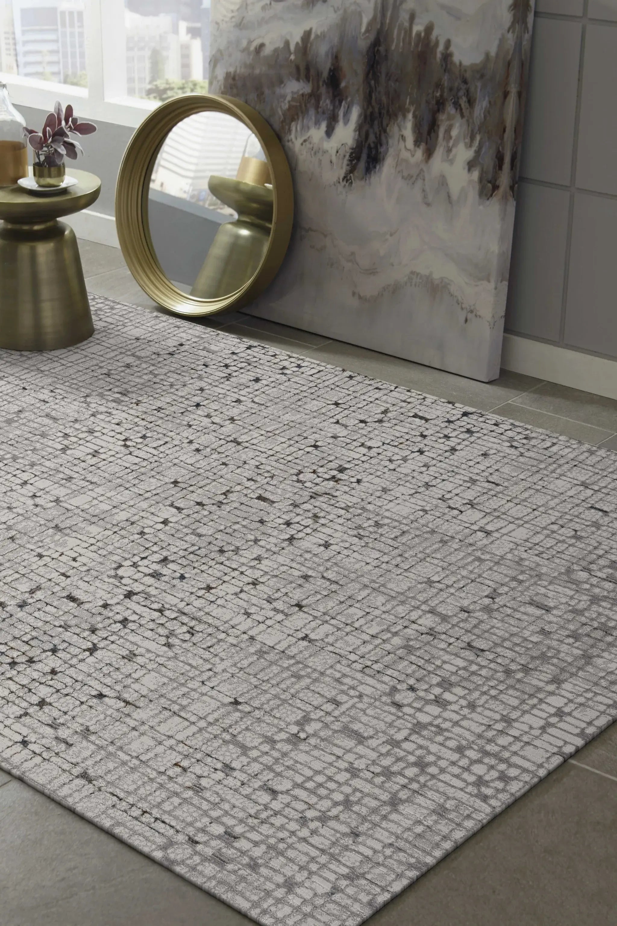 94 X 130 Grey Polyester Rug - Homeroots - Flyclothing LLC