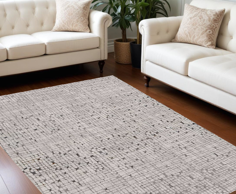 94 X 130 Grey Polyester Rug - Homeroots
