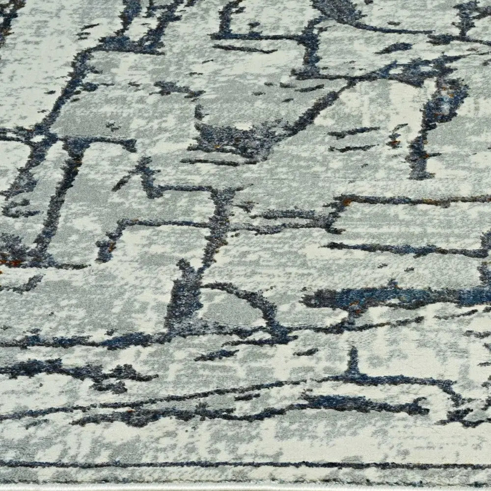7' Grey Machine Woven Abstract Indoor Runner Rug - Homeroots - Flyclothing LLC