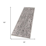 7' Grey Machine Woven Abstract  Indoor Runner Rug - Homeroots