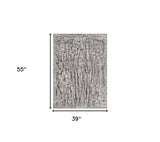 3' X 5' Grey Abstract Lines Area Rug - Homeroots