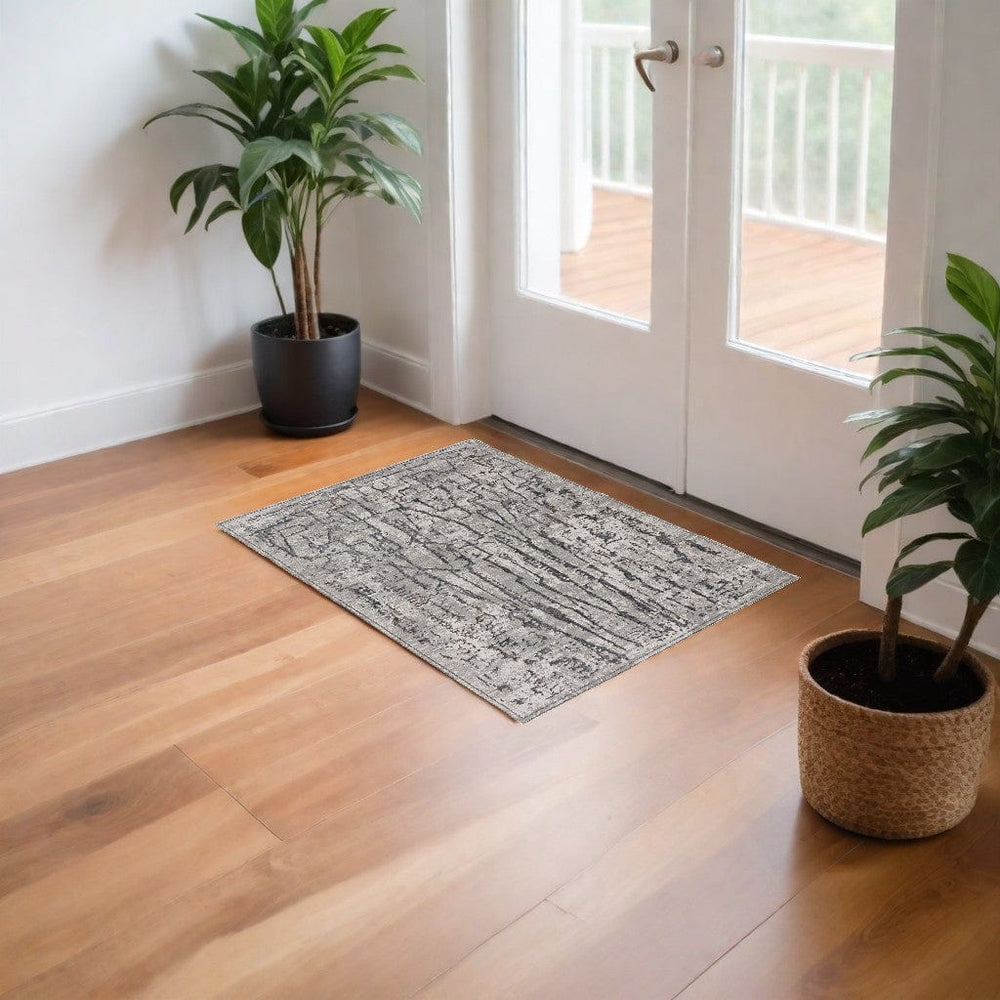 3' X 5' Grey Abstract Lines Area Rug - Homeroots