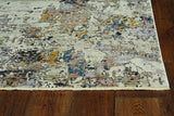 7' Silver Machine Woven Shrank Abstract Design Indoor Runner Rug - Homeroots