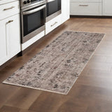 7' Silver Machine Woven Shrank Abstract Design Indoor Runner Rug - Homeroots