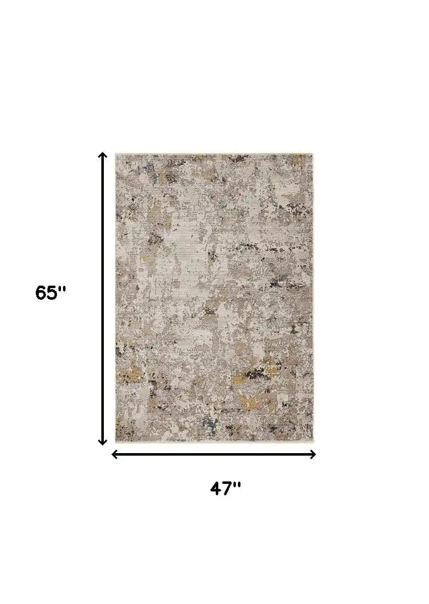 4' X 6' Silver Machine Woven Shrank Abstract Industrial Style Indoor Area Rug - Homeroots