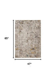 4' X 6' Silver Machine Woven Shrank Abstract Industrial Style Indoor Area Rug - Homeroots