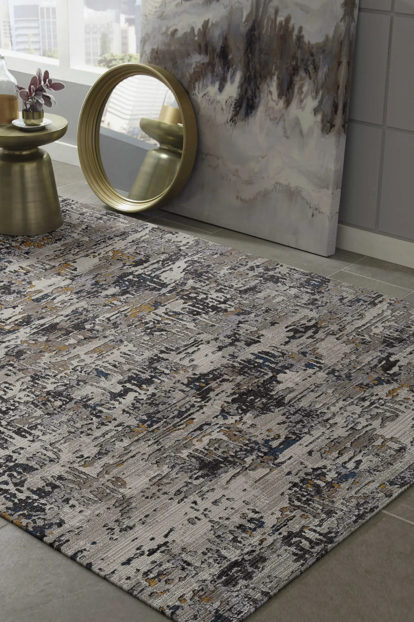 8' Gray Round Area Rug - Homeroots - Flyclothing LLC