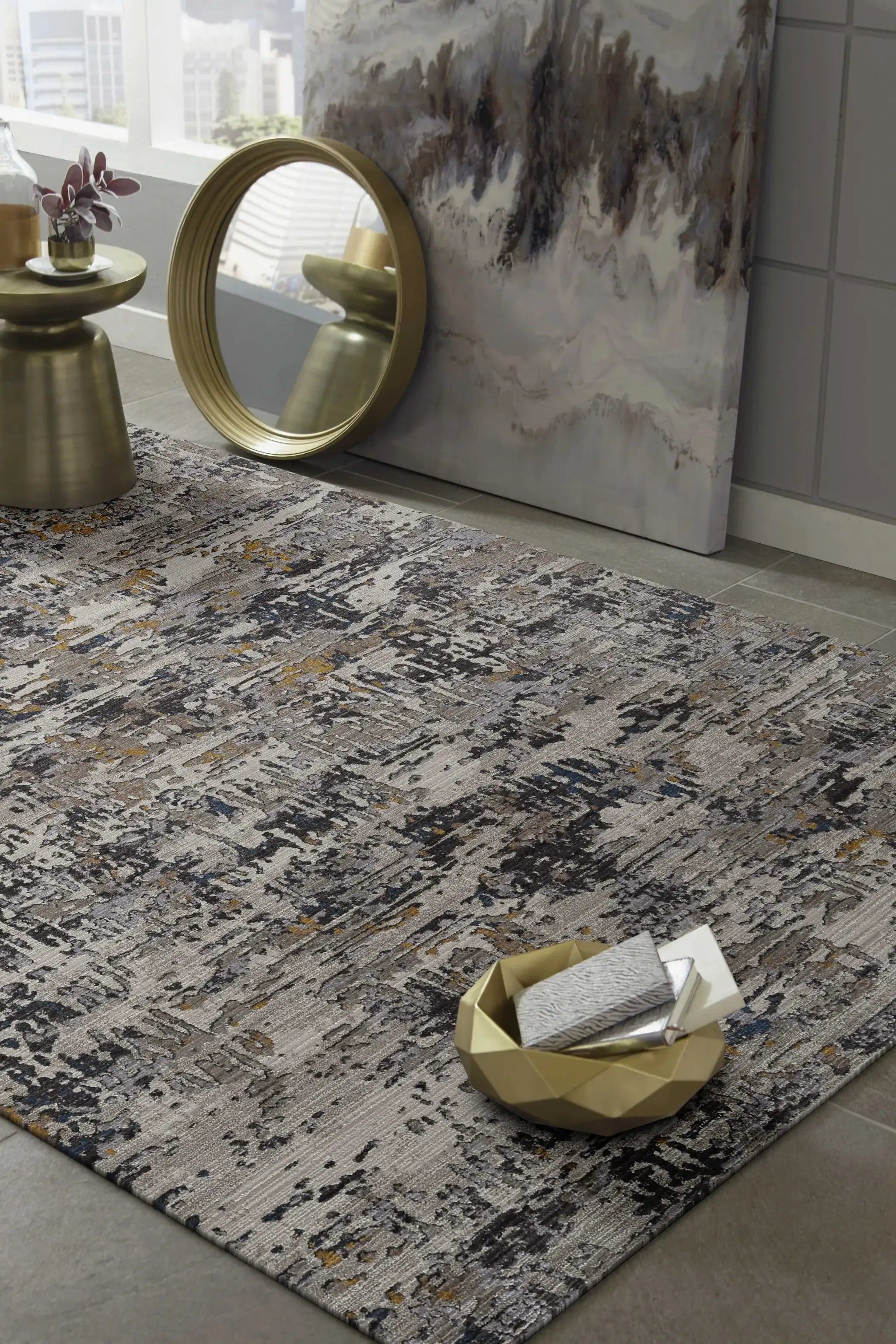 8' Gray Round Area Rug - Homeroots - Flyclothing LLC