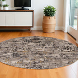8' Gray Round Area Rug - Homeroots