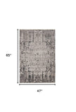 4' X 6' Ivory Grey Machine Woven Shrank Abstract Industrial Style Indoor Area Rug - Homeroots