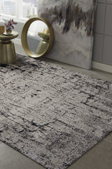 5' X 8' Ivory Grey Machine Woven Abstract Indoor Area Rug