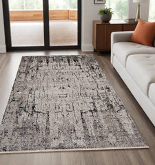5' X 8' Ivory Grey Machine Woven Abstract Indoor Area Rug - Homeroots