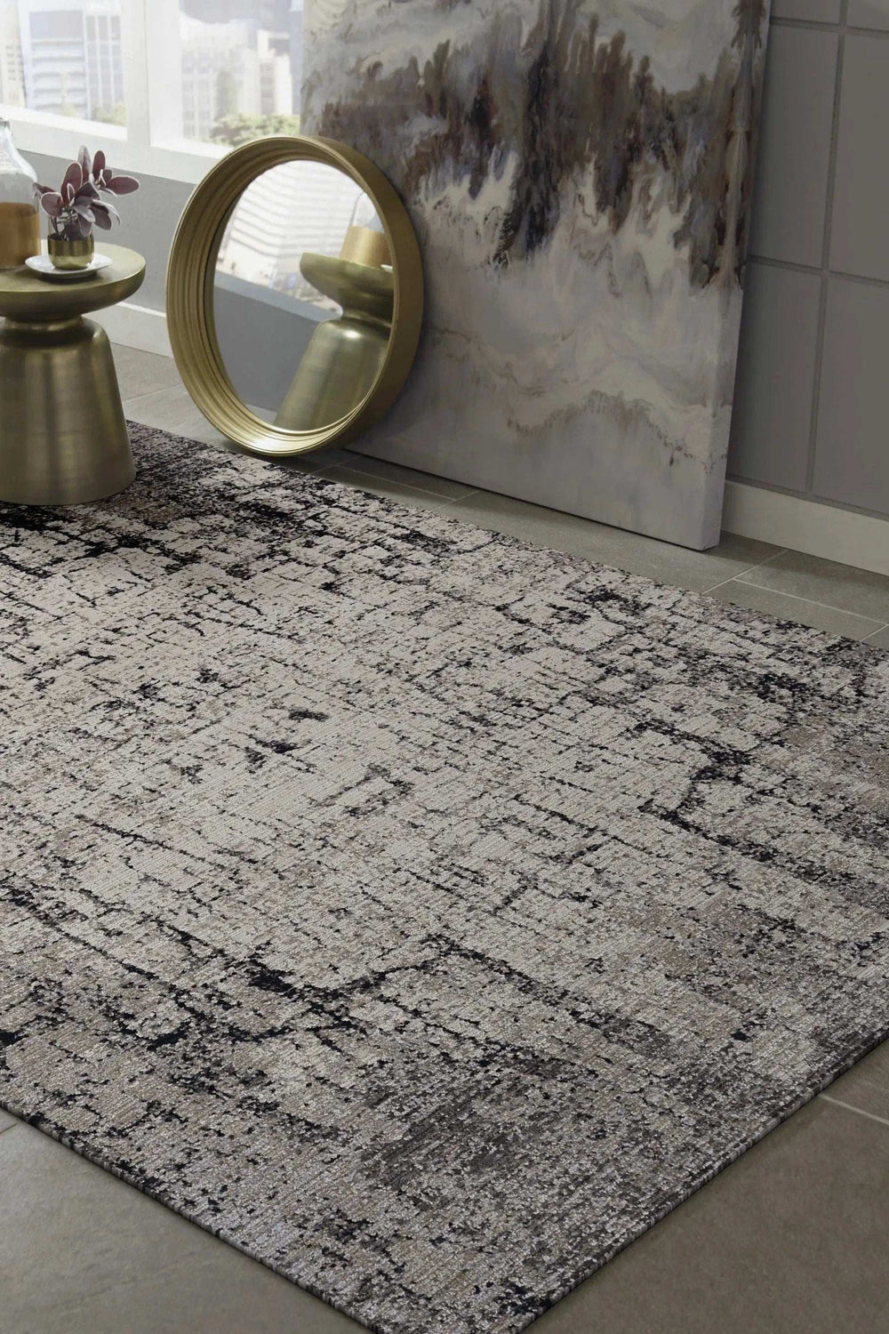 94 X 130 Ivory Or Grey Polyester Rug - Homeroots - Flyclothing LLC