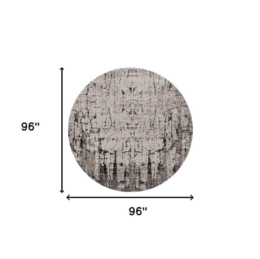 8' Gray and Ivory Round Area Rug - Homeroots - Flyclothing LLC