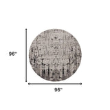 8' Gray and Ivory Round Area Rug - Homeroots