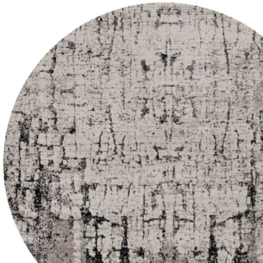 8' Gray and Ivory Round Area Rug - Homeroots - Flyclothing LLC