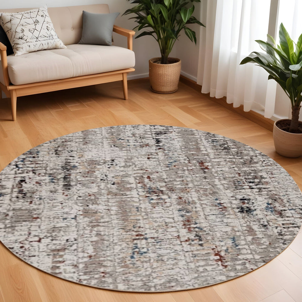 8' Blue Gray Round Area Rug - Homeroots