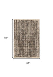 5' X 8' Grey Machine Woven Distressed Traditional Indoor Area Rug - Homeroots