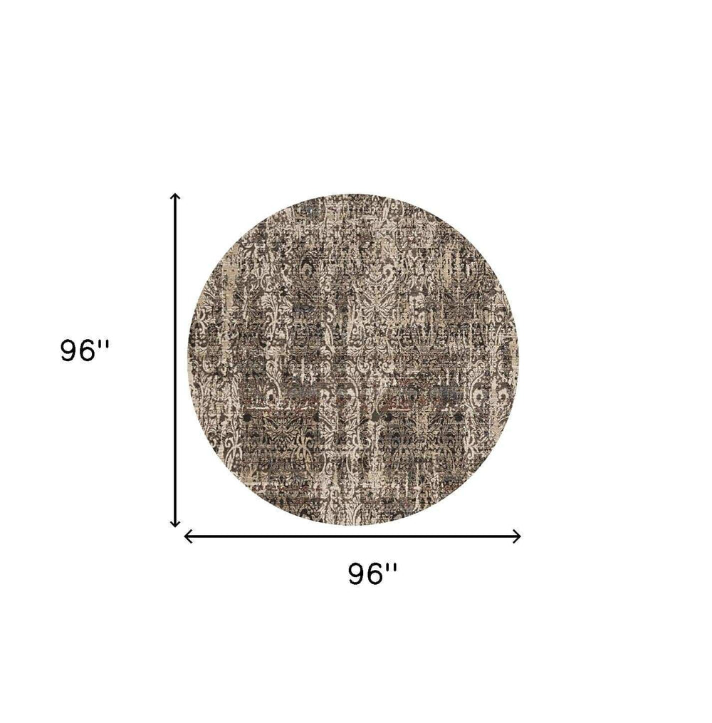 8' Gray Round Area Rug - Homeroots - Flyclothing LLC