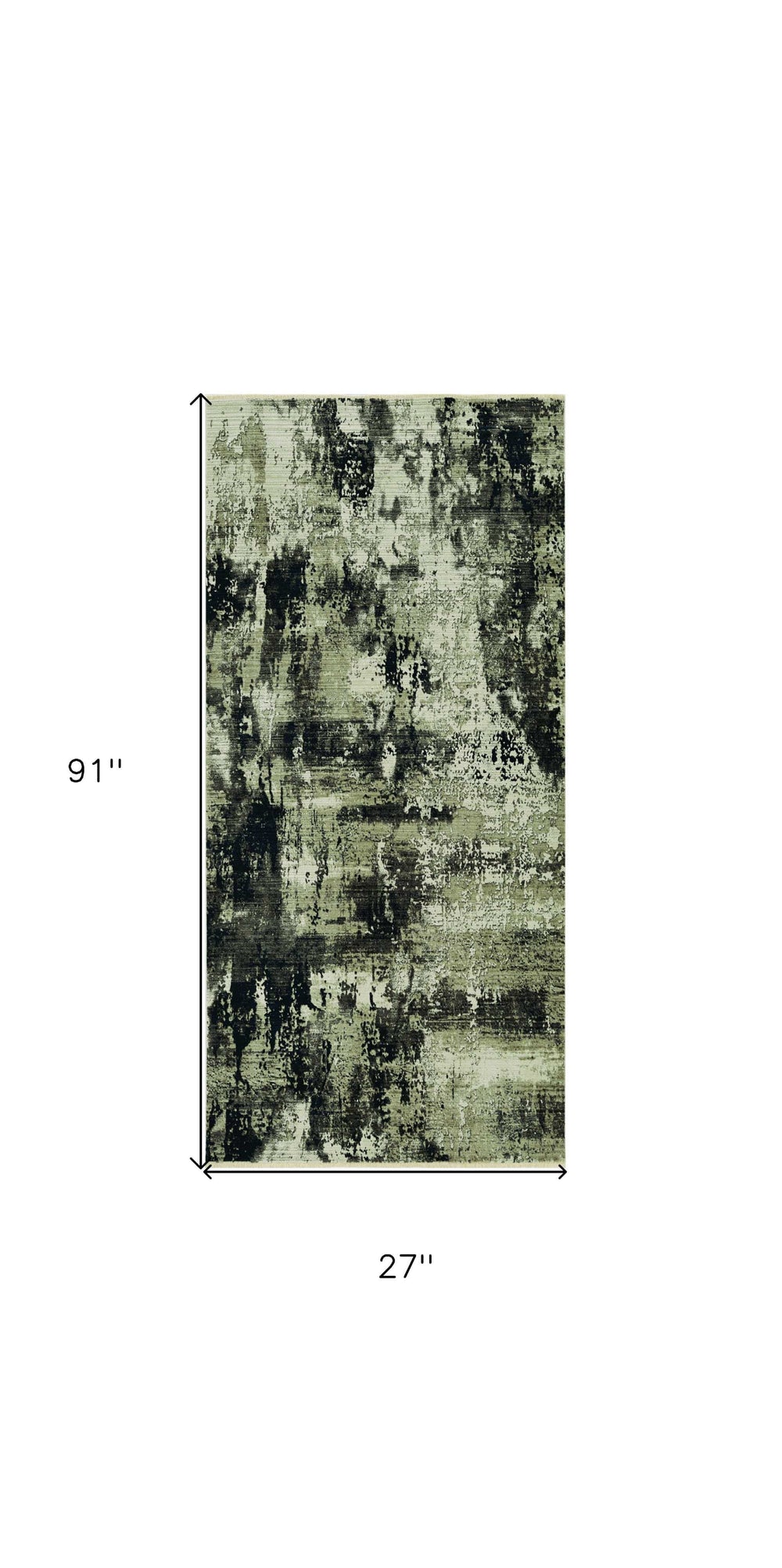 7' Ivory Charcoal Machine Woven Shrank Abstract Design Indoor Runner Rug - Homeroots - Flyclothing LLC