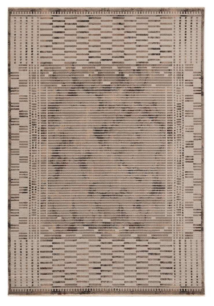 5' X 8' Natural Brown Machine Woven Abstract Lines Indoor Area Rug - Homeroots - Flyclothing LLC