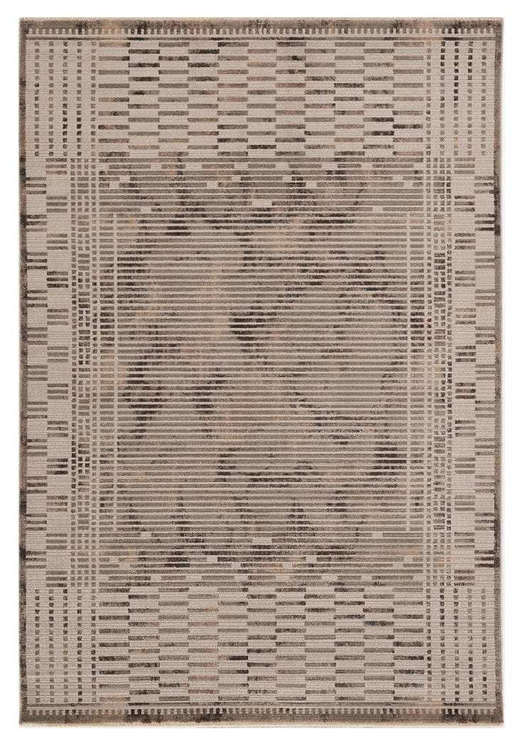 5' X 8' Natural Brown Machine Woven Abstract Lines Indoor Area Rug - Homeroots - Flyclothing LLC