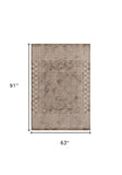 5' X 8' Natural Brown Machine Woven Abstract Lines Indoor Area Rug - Homeroots