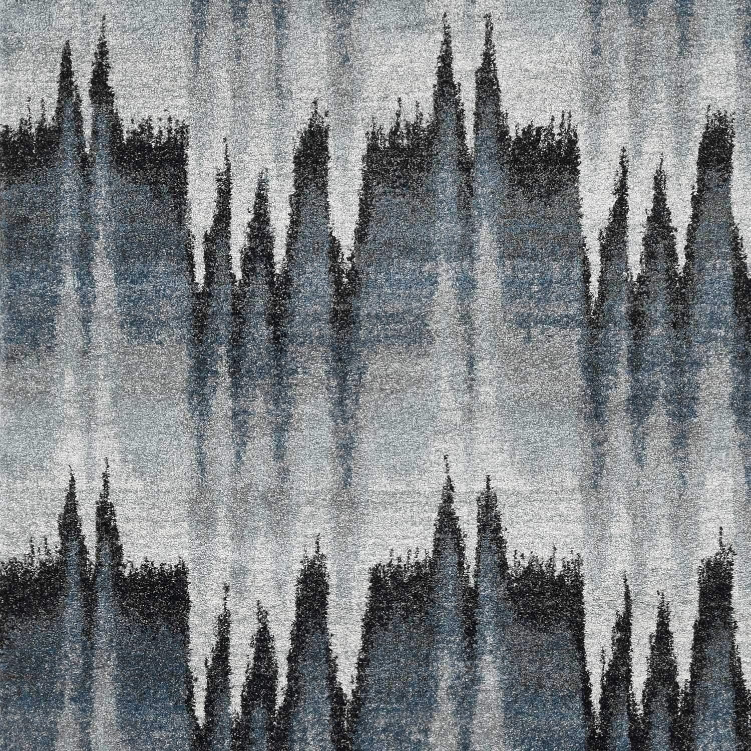 5' X 8' Blue Ivory Machine Woven Geometric Waves Indoor Area Rug - Homeroots - Flyclothing LLC