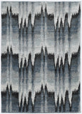 5' X 8' Blue Ivory Machine Woven Geometric Waves Indoor Area Rug - Homeroots