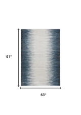 5' X 8' Ivory Or Blue Gradient Bordered Indoor Area Rug - Homeroots - Flyclothing LLC