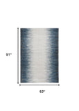 5' X 8' Ivory Or Blue Gradient Bordered Indoor Area Rug - Homeroots