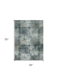 3' X 5' Ivory Navy and Gray Abstract Area Rug - Homeroots