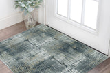 3' X 5' Ivory Navy and Gray Abstract Area Rug - Homeroots