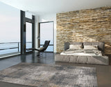 8' X 11' Ivory Navy and Gray Abstract Area Rug - Homeroots - Flyclothing LLC