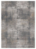 8' X 11' Ivory Navy and Gray Abstract Area Rug - Homeroots